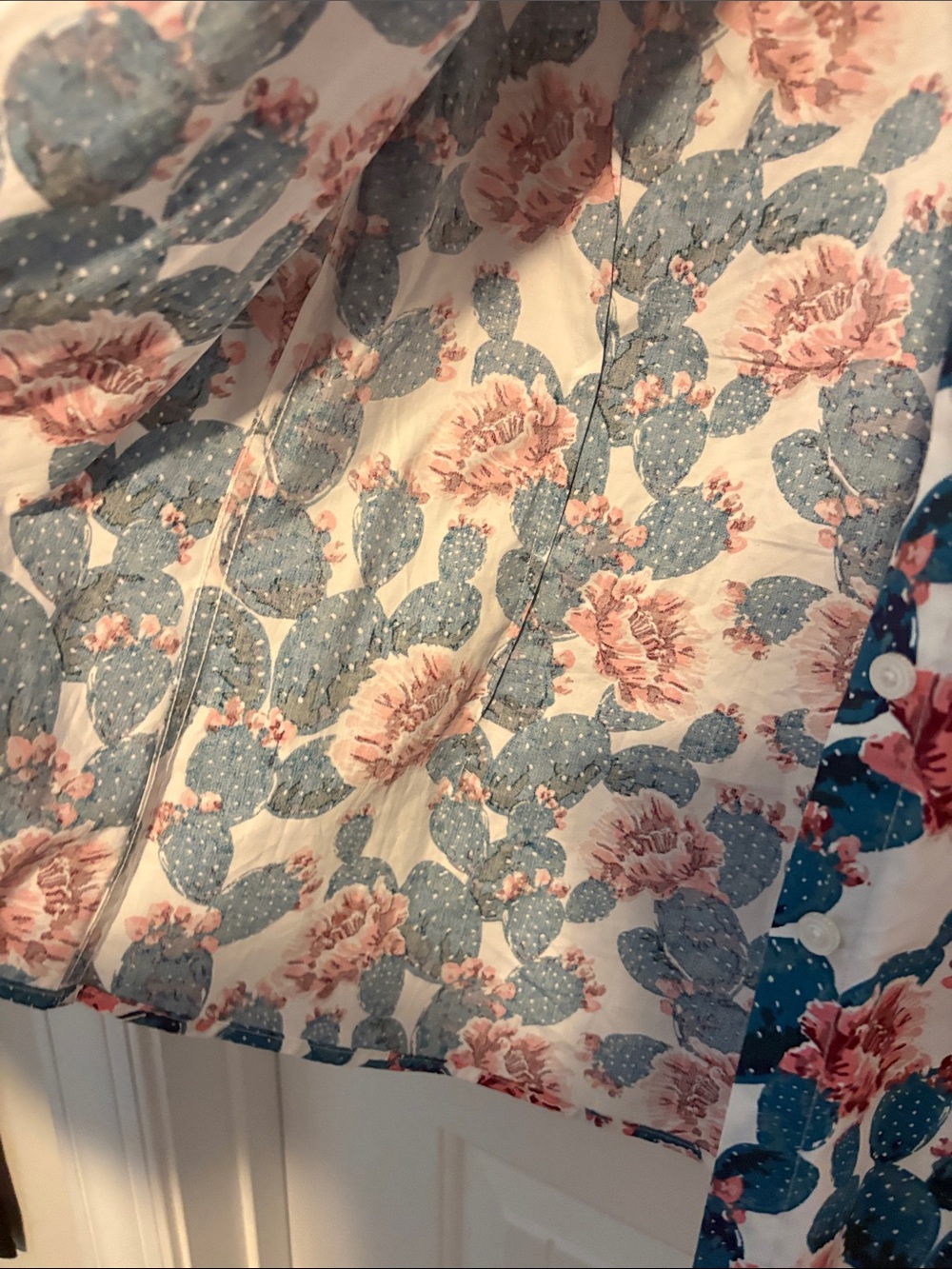 Ariat Teal Cactus & Pink Floral Button-Up Shirt - Picture 7 of 7